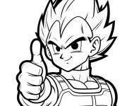 Coloriage Vegeta et le signe d'accord