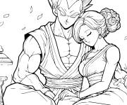 Coloriage Vegeta et sa petite amie
