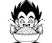 Coloriage V&eacute;g&eacute;ta mange du riz