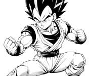 Coloriage Vegeta montre son technique de combat