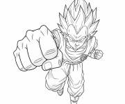 Coloriage Vegeta poing de feu