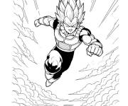 Coloriage Vegeta saute face au adversaire