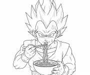 Coloriage Vegeta trouve le temps pour manger