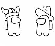 Coloriage Among us Viking et Cowboy