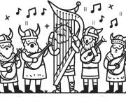Coloriage Bande de musique des vikings