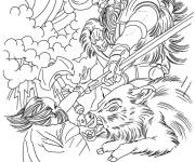 Coloriage Bataille l&eacute;gendaire des vikings