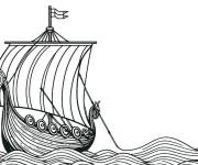 Coloriage Bateau de viking vue de mer