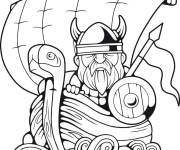Coloriage Bateau des vikings style chibi