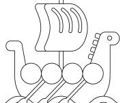 Coloriage Bateau viking en &eacute;moji