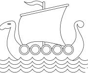 Coloriage Bateau viking qui traverse la mer