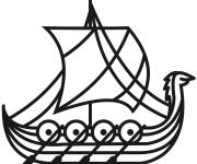 Coloriage Bateau viking vectoriel