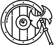 Coloriage et dessins gratuit Bouclier et hache de viking à imprimer