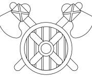 Coloriage Bouclier et hache viking en &eacute;moji