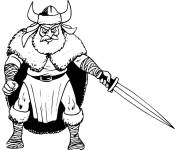 Coloriage chef de viking avec le regard s&eacute;rieux