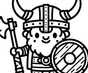 Coloriage Chibi viking et armure