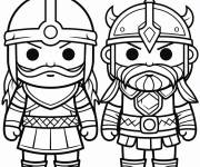 Coloriage Deux vikings chibi