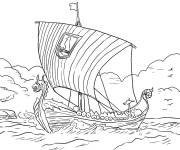 Coloriage Drakkar sur la mer