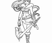 Coloriage Femme viking a t&ecirc;te de serpent
