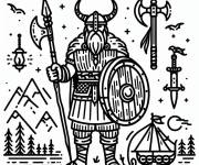 Coloriage Guerrier Viking &agrave; motif