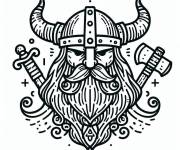 Coloriage Guerrier Viking embl&eacute;matique