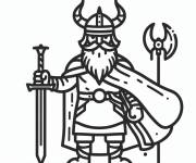 Coloriage Guerrier Viking en chibi
