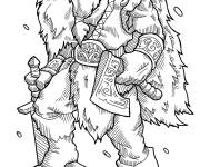Coloriage Guerrier viking pr&ecirc;t &agrave; attaquer