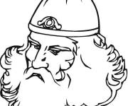 Coloriage Illustration de t&ecirc;te de viking barbu