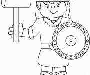 Coloriage Jeune viking avec son arme