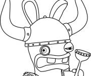 Coloriage Lapin enrag&eacute; en masque des vikings