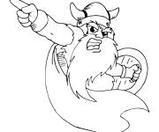 Coloriage et dessins gratuit Le Guerrier Viking qui pointe &agrave; son ennemie à imprimer