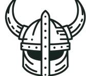 Coloriage Masque de viking en vecteur