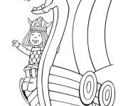 Coloriage Petit viking sur le bateau