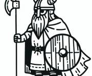 Coloriage Portrait de viking en couleurs