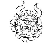 Coloriage T&ecirc;te d'un viking en col&egrave;re