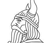 Coloriage T&ecirc;te d'un viking portant un masque