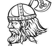 Coloriage T&ecirc;te de viking cp