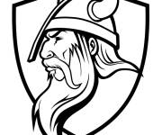 Coloriage et dessins gratuit T&ecirc;te de viking en &eacute;moji à imprimer