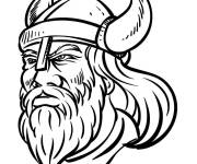 Coloriage T&ecirc;te de viking en maternelle