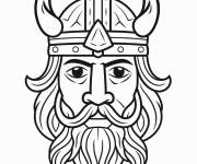 Coloriage T&ecirc;te de viking pour maternelle