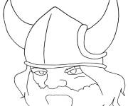 Coloriage T&ecirc;te de viking simple