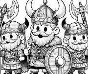 Coloriage Trois vikings de dessins anim&eacute;
