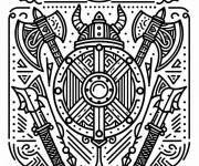 Coloriage Un bouclier viking &agrave; motif