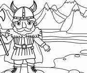 Coloriage Un guerrier viking en Scandinavie