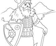 Coloriage Un veille viking en plein air