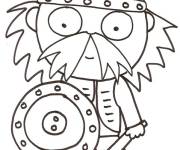 Coloriage un viking au bouclier facile