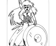 Coloriage Une courageuse guerri&egrave;re viking