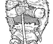 Coloriage Viking avec fourrure