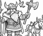 Coloriage Viking avec son &acirc;ne