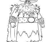Coloriage Viking avec une casque &agrave; grandes cornes