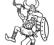 Coloriage et dessins gratuit Viking avec une fronde à imprimer